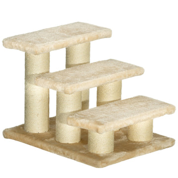 Escaleras PawHut para Mascotas Mayores | Felpa Crema (Peldaño 11cm)