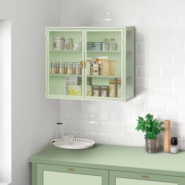 Moderner Wandschrank 70cm Verde | Glastüren, 3 Ebenen Stauraum