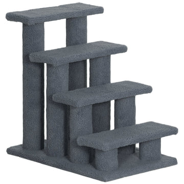 Escaleras PawHut para Mascotas Gris | 4 Peldaños, 60cm - Perros y Gatos