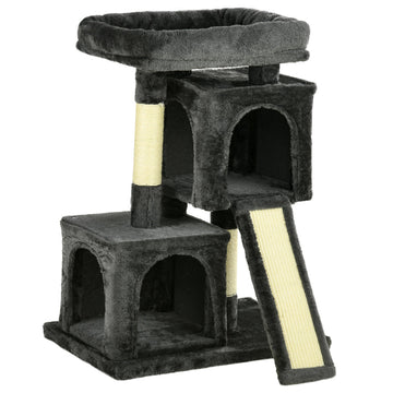 Albero per Gatos PawHut Sisal (fino a 30 kg) | Rascador Felpa Gris Oscuro