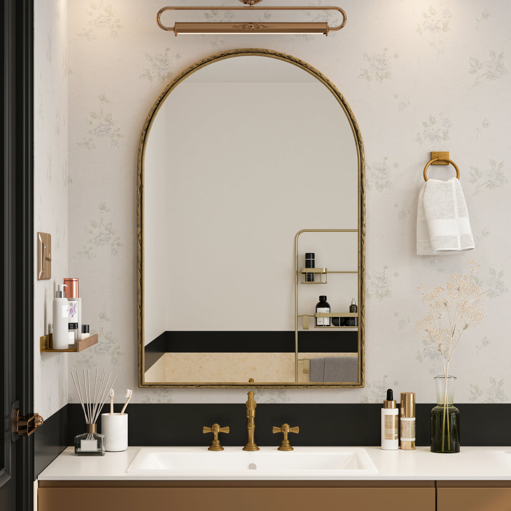 Espejo Arqueado Dorado de Pared | Baño, Tocador y Decoración 