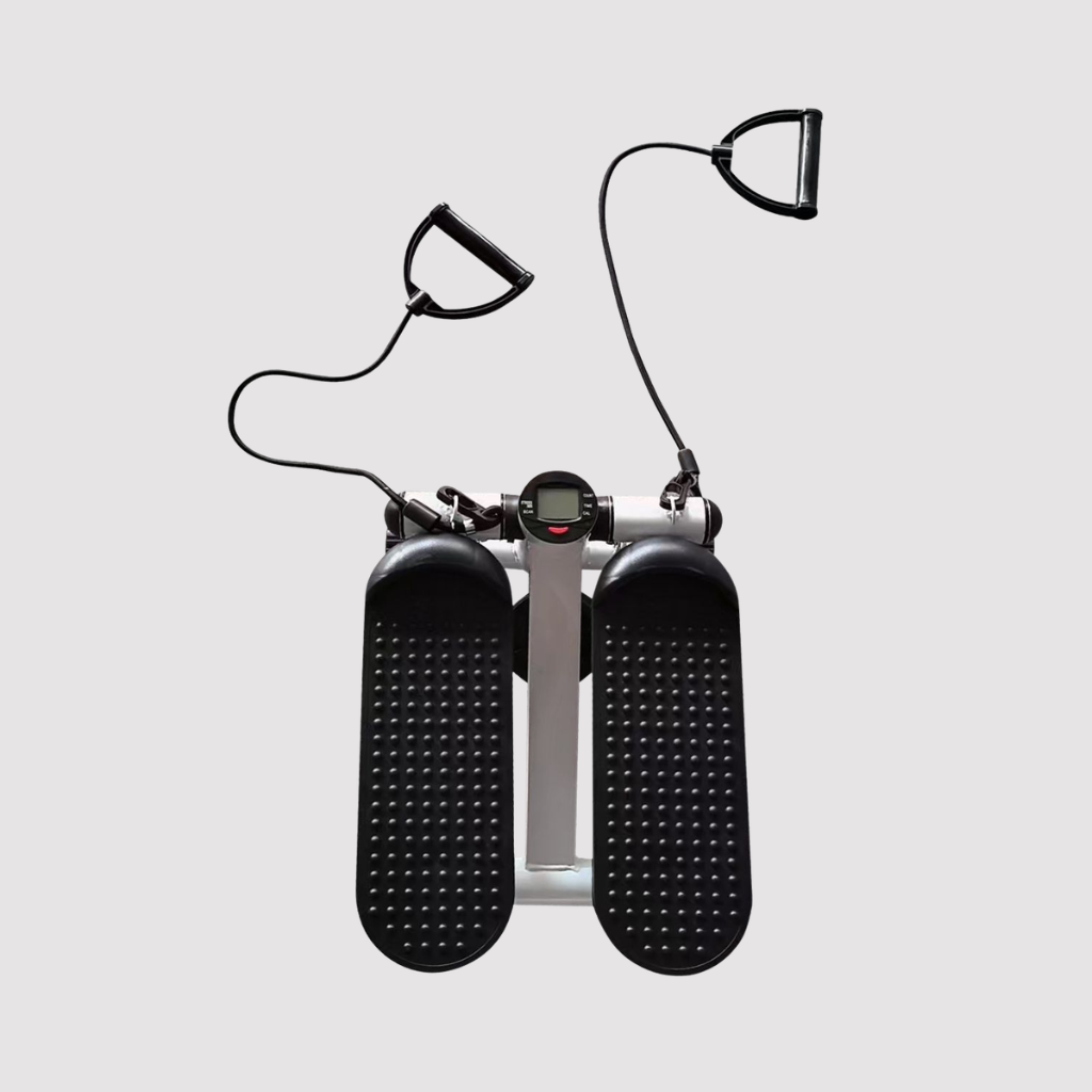 Stepper portátil mini con bandas de resistencia de Vidacharmy, ideal para ejercicios cardiovasculares y tonificación en casa.