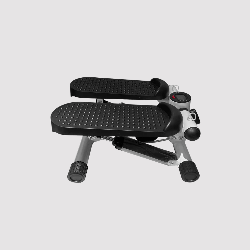 Mini stepper portátil Vidacharmy con bandas de resistencia para ejercicio cardiovascular y tonificación en casa.