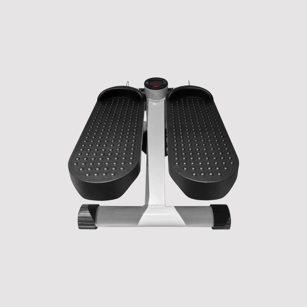 Mini stepper portátil de Vidacharmy con bandas de resistencia para ejercicio cardiovascular y tonificación en casa.