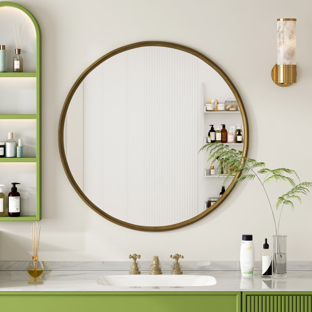 Specchio Redondo de Bronzo 80 cm | Marco de Metal per Pared 