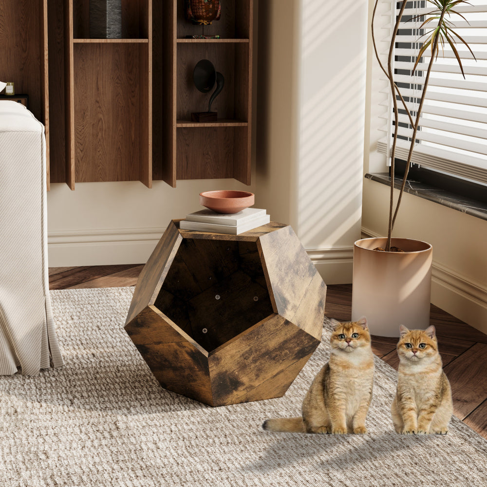 Mueble Moderno para Gatos y Mesa Auxiliar | Madera Antigua 66 cm 