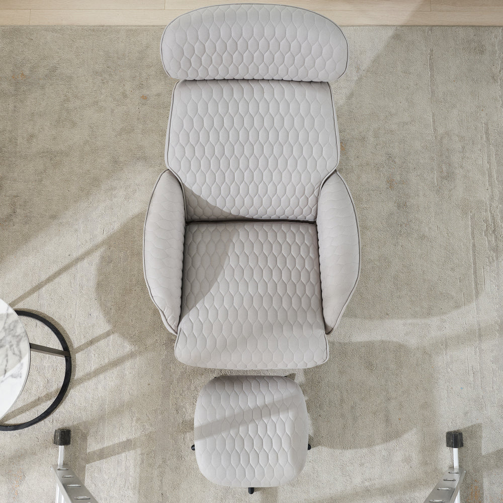 Sillón Reclinabile Gris 360° Giratorio | Reposapés | Oficina y Hogar 