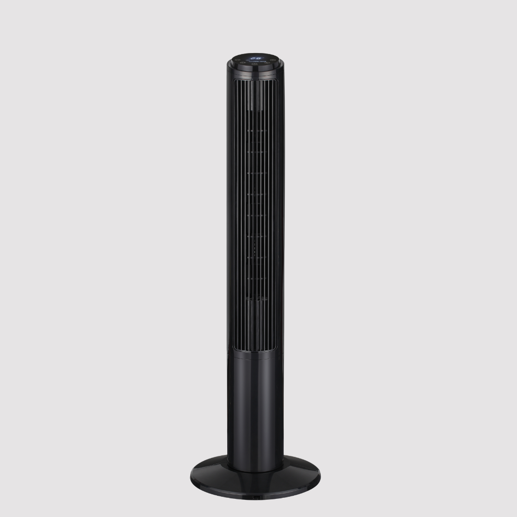 Ventilador de torre oscilante Vidacharmy de 40 pulgadas con control remoto, mostrando sus rejillas y panel de control.