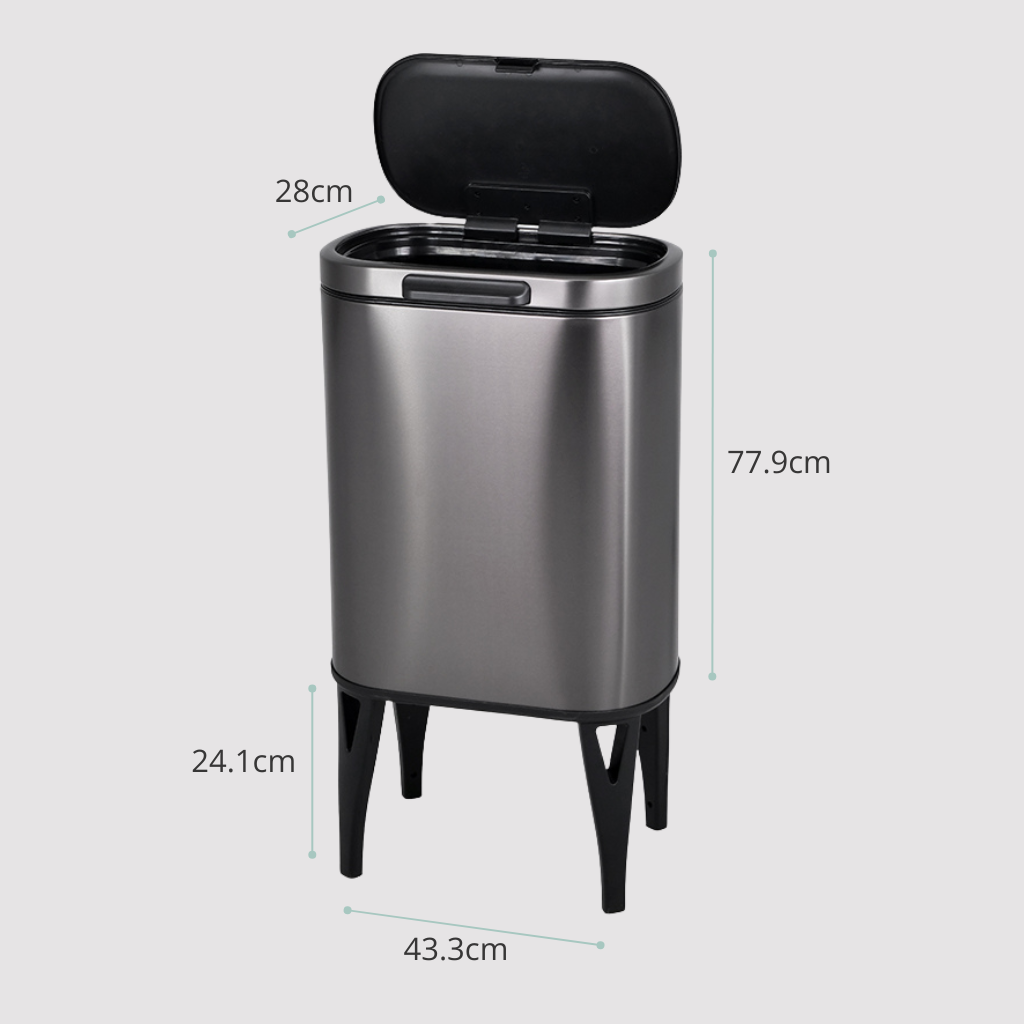 Contenedor de basura de 35L con tapa táctil y patas elevadas de Vidacharmy, resistente y fácil de usar en cocina o oficina