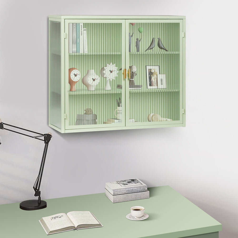 Moderner Wandschrank 70cm Verde | Glastüren, 3 Ebenen Stauraum 
