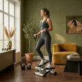 Mini stepper portátil de Vidacharmy con bandas de resistencia para ejercicio en casa y tonificación muscular.