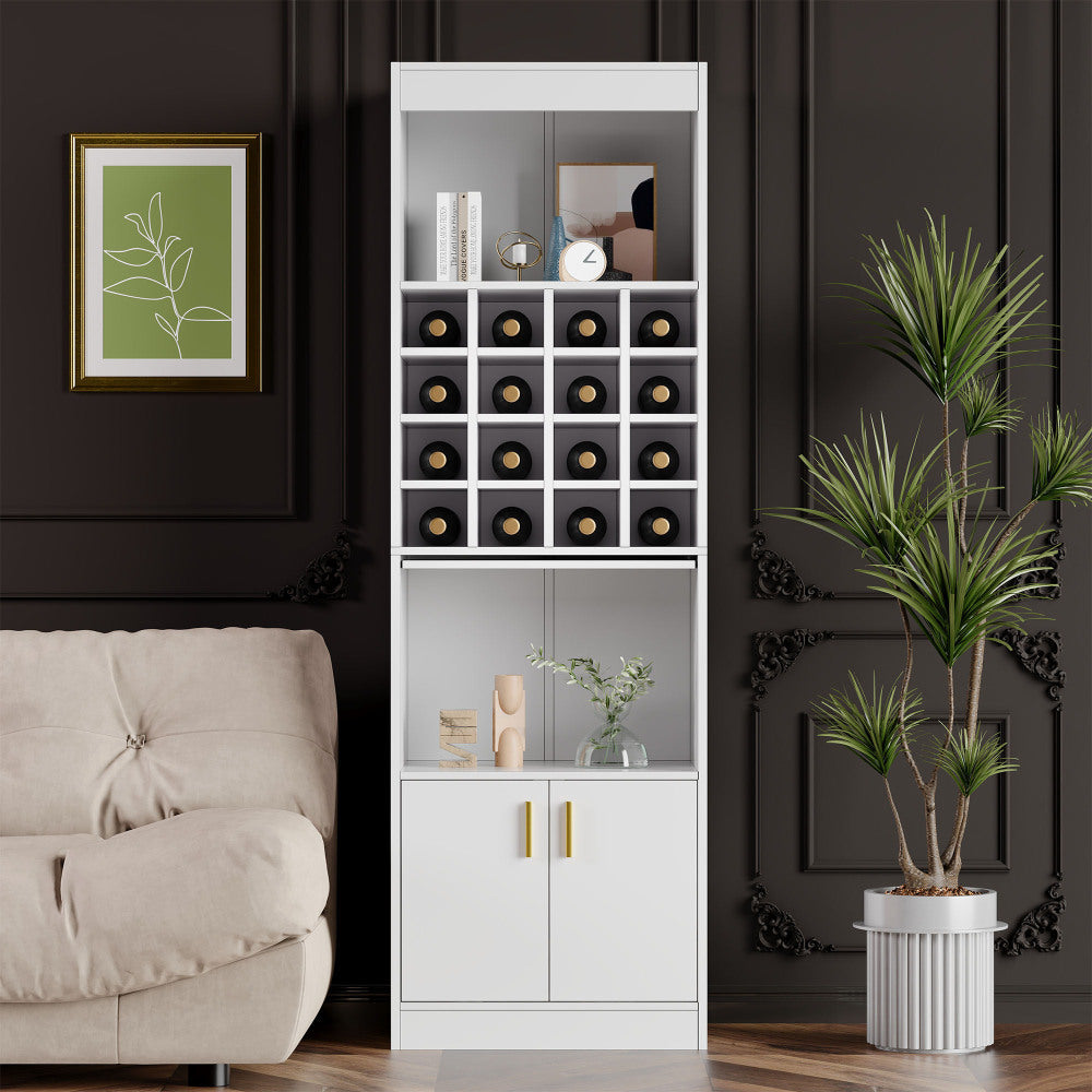 Mueble de Vino Blanco 180cm | 16 compartimentos | Aparador Comedor y Salón 