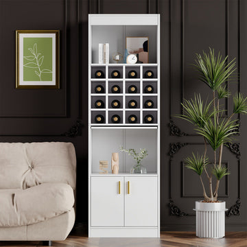 Mueble de Vino Blanco 180cm | 16 compartimentos | Aparador Comedor y Salón 