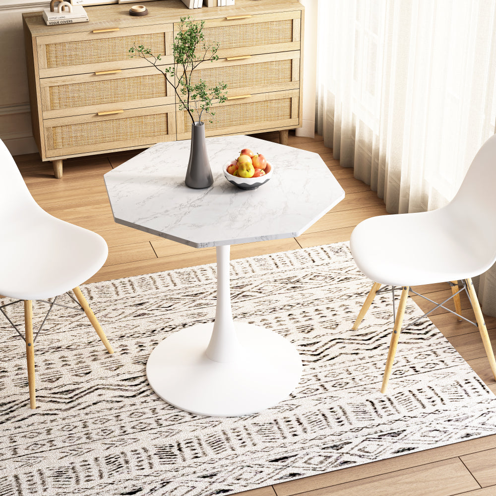 Mesa de Centro Ottagonale Moderna 80cm | Marmo bianco e metallo base 