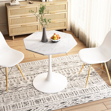 Mesa de Centro Ottagonale Moderna 80cm | Marmo bianco e metallo base 