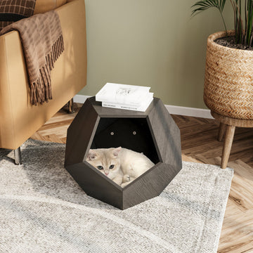 Mobile Moderno Negro y Marrón para Gatos | Mesa Ausiliare Multifunzionale 66cm 