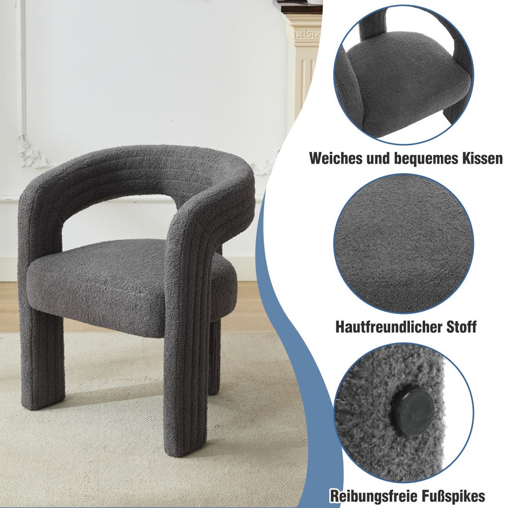 Moderne Kunstpelz Sessel (2er Set) Grigio | Sherpa e Teddy Stoff 