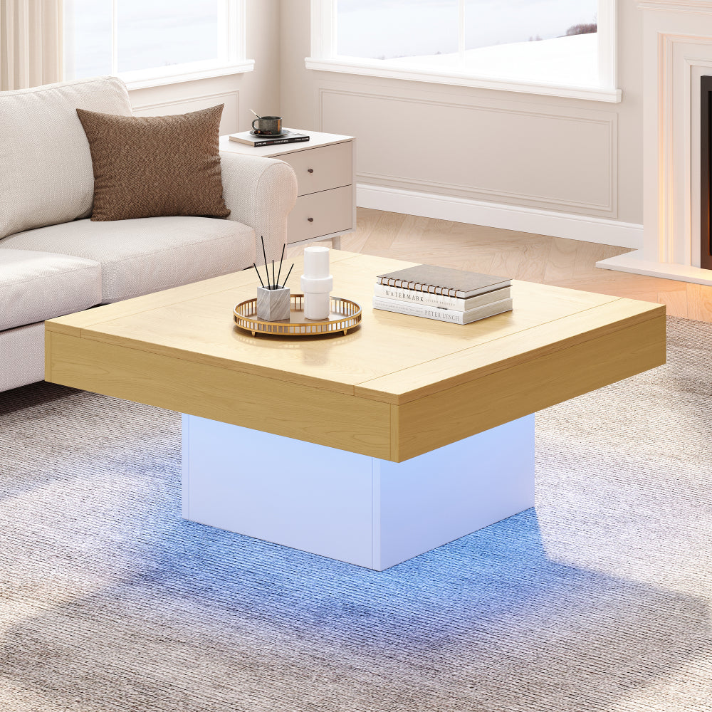 Mesa de Centro Hongo LED | Diseño Moderno 70x70cm para Salón 